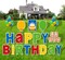 16 Pcs Happy Birthday Yard Sign with Stakes, Personalized Age Plastic Signs with LED Lights, 20 Number Stickers & Colorful Letters, Weatherproof Birthday Decorations for Indoor & Outdoor Lawn